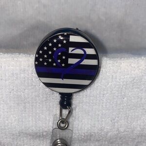 Blue Line back the blue Heart Badge Reel